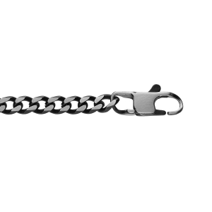 BRACELET ACIER MAILLE GOURMETTE 5MM PVD BROSSÉ ASPET PATINÉ CHANFREIN NOIR 19CM