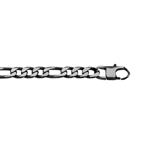 BRACELET ACIER 1+3 6MM PVD BROSSÉ ASPECT PATINÉ CHANFREIN NOIR 19CM