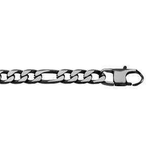 BRACELET ACIER 1+3 6MM PVD BROSSÉ ASPECT PATINÉ CHANFREIN NOIR 19CM