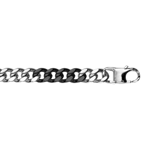 BRACELET ACIER MAILLE GOURMETTE 6MM BICOLORE PVD NOIR 20,5CM