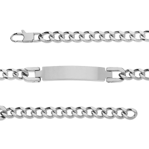 BRACELET ACIER SATINÉ IDENTITÉ 8MM MAILLE GOURMETTE 7MM 21CM