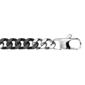 BRACELET ACIER MAILLE GOURMETTE 8MM BICOLORE PVD NOIR 20,5CM