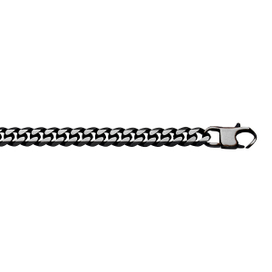 BRACELET ACIER MAILLE GOURNETTE 8MM PVD BROSSÉ ASPECT PATINÉ CHANFREIN NOIR 21CM