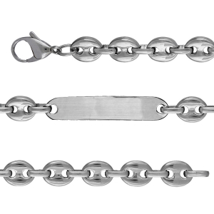 IDENTITE ACIER SATINÉ GRAIN DE CAFE 9,5MM 21CM IDENTITE ACIER SATINÉ GRAIN DE CAFE 9,5MM 21CM