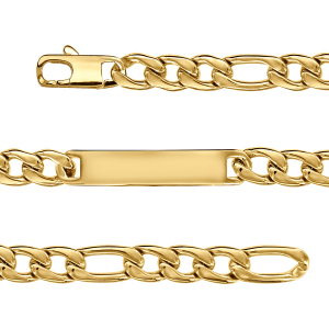 IDENTITE ACIER DORÉ  1+3 9MM 21CM