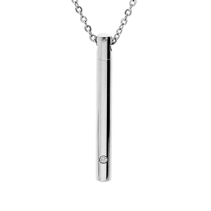 COLLIER ACIER PORTE POUDRE DÉVISSABLE ET OXYDE BLANC 45+5CM haut 4,50 cm  (LIVRÉ AVEC UN ENTONNOIR)