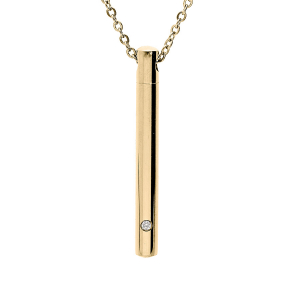 COLLIER ACIER ET PVD JAUNE PORTE POUDRE  DÉVISSABLE ET OXYDE BLANC 45+5CM haut 4,50 cm  (LIVRÉ AVEC UN ENTONNOIR)