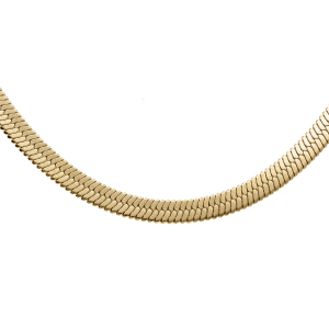COLLIER ACIER PVD DORÉ MAILLE MIROIR 4MM EN 40 + 3 CM