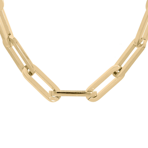 COLLIER ACIER ET PVD DORÉ  MAILLE RECTANGULAIRE 47+1CM