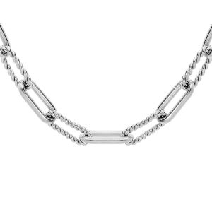 COLLIER ACIER MAILLE RECTANGULAIRE MODELE FIN 47+1CM