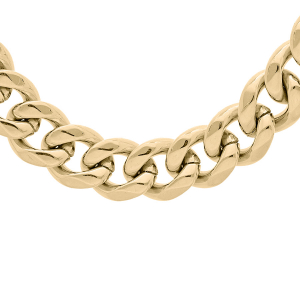 COLLIER ACIER ET PVD DORÉ MAILLE GOURMETTE HAWAI 9MM 55CM
