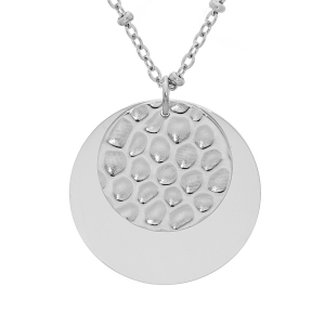 COLLIER ACIER PENDENTIF DOUBLE PASTILLE 46CM