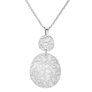 COLLIER ACIER PENDENTIF EMBOSSÉ 42+4CM
