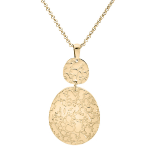 COLLIER ACIER ET PVD DORÉ PENDENTIF EMBOSSÉ 42+4CM