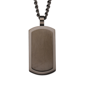 COLLIER ACIER PVD NOIR PENDENTIF PLAQUE GI NOIR 50CM
