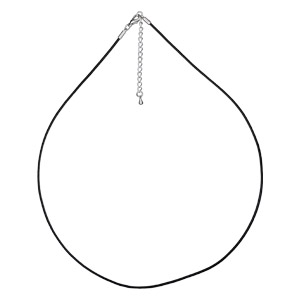 COLLIER CORDON FIN CAOUTCHOUC 1,5MM FERMOIR MOUSQUETON ACIER 45CM+4CM