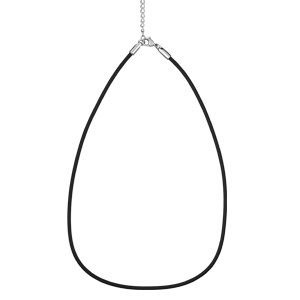 COLLIER CORDON MOYEN CAOUTCHOUC 2,5MM FERMOIR MOUSQUETON ACIER 43CM+4CM