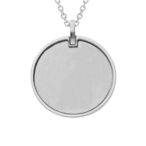 COLLIER ACIER PENDENTIF ROND VIERGE A GRAVER 50+5CM