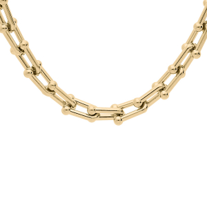COLLIER ACIER ET PVD DORÉ MAILLONS FER A CHEVAL 48CM