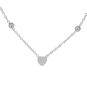 COLLIER ACIER MULTI COEURS LISSES ET OXYDES BLANCS SERTIS 39+5CM