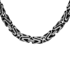 COLLIER ACIER MAILLE ROYALE LAPIDÉE 57CM