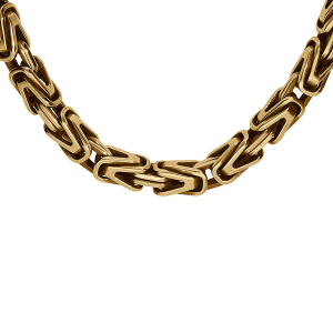 COLLIER ACIER DORÉ MAILLE ROYALE LAPIDÉE 57CM