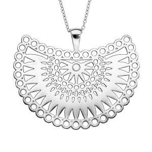 COLLIER ACIER PENDENTIF MOTIF SOLEIL 45+5CM