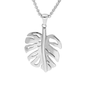 COLLIER ACIER AVEC PENDENTIF FEUILLAGE 42+4CM