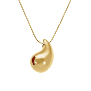 COLLIER ACIER DORÉ PENDENTIF
