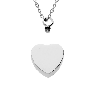 COLLIER ACIER PORTE POUDRE  COEUR A GRAVER  45+5CM (LIVRÉ AVEC UN ENTONNOIR)