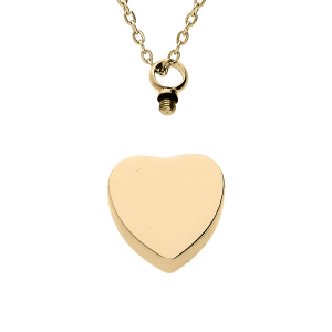 COLLIER ACIER ET PVD JAUNE PORTE POUDRE  COEUR A GRAVER  45+5CM (LIVRÉ AVEC UN ENTONNOIR)
