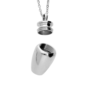 COLLIER ACIER PORTE POUDRE  PENDENTIF URNE 50+5CM
