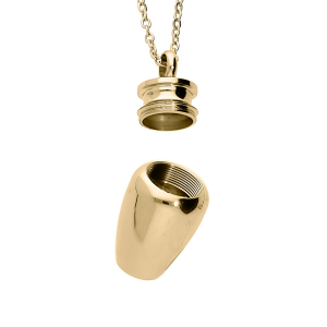 COLLIER ACIER ET PVD DORÉ PORTE POUDRE  PENDENTIF URNE 50+5CM