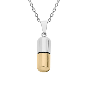 COLLIER ACIER PORTE POUDRE  PENDENTIF TUBE DÉVISSABLLE  50+5CM