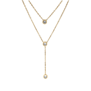 COLLIER ACIER FORME Y OXYDES BLANCS SERTIS CLOS  39.5+4CM