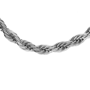 COLLIER ACIER MAILLE CORDE 4MM  45+5CM