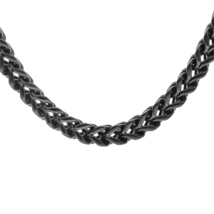COLLIER ACIER PVD NOIR MAT MAILLE CARRÉE 4X4MM FRANCO  55CM
