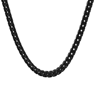 COLLIER ACIER PVD NOIR MAT MAILLE CARRÉE  5X5MM FRANCO  55.5CM