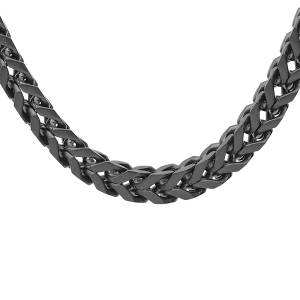COLLIER ACIER PVD NOIR MAT MAILLE CARRÉE  5X5MM FRANCO  55.5CM