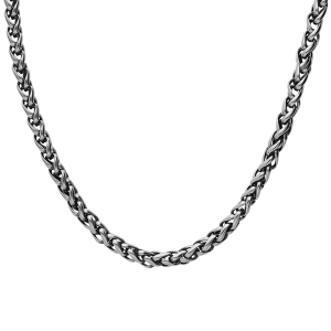 COLLIR ACIER MAILLE PALMIER PATINÉE BRILLANTE 4MM  55CM