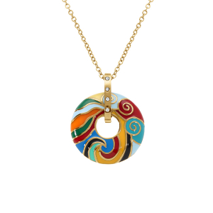 COLLIER ACIER DORÉ STELLA MIA ANNEAU RÉSINE MULTI COULEUR  45+10CM