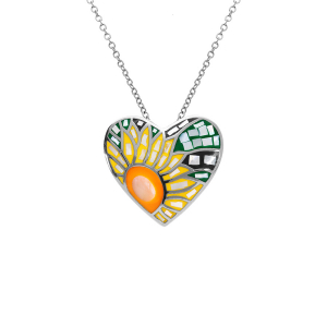 COLLIER ACIER STELLA MIA COEUR RÉSINE MULTI COULEUR  45+10CM