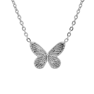 COLLIER ACIER PENDENTIF PAPILLON 40+5CM