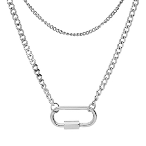 COLLIER ACIER DOUBLE RANG AVEC MOUSQUETON VISSÉ 39+5CM