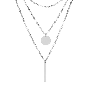 COLLIER ACIER 3 RANGS AVEC PASTILLE ET TIGE VERTICALE 36+5CM