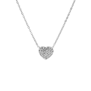COLLIER ACIER COEUR RÉSINE ET STASS 39+5CM