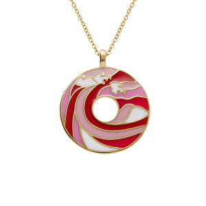 COLLIER ACIER DORÉ STELLA MIA ANNEAU RÉSINE ROSE 45+10CM