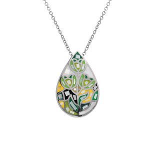COLLIER ACIER STELLA MIA FORME GOUTTE NACRE ET RÉSINE  45+10CM
