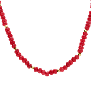 COLLIER  AGATE EPONGE VÉRITABLE ET BOULES FACETÉS ACIER DORÉ 38+5CM