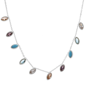 COLLIER ACIER NAVETTE TUTTI FRUTTI   40+5CM